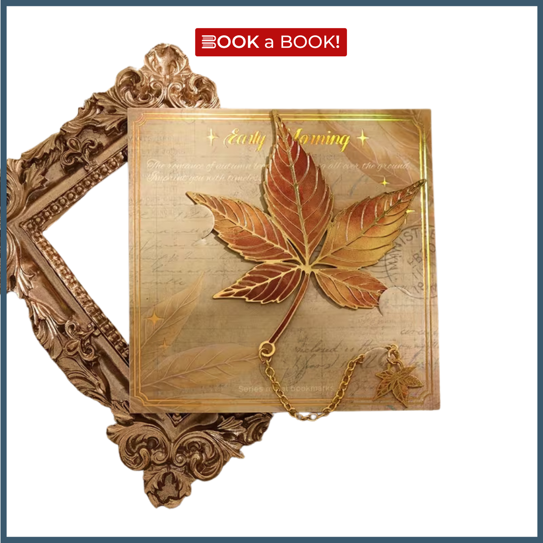 Leaf Gold Metal Bookmark with Chain Pendant