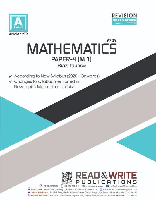 Cambridge Mathematics A-Level Paper-4 (M1) Revision Notes By Riaz Taunsvi (Article No. 279)