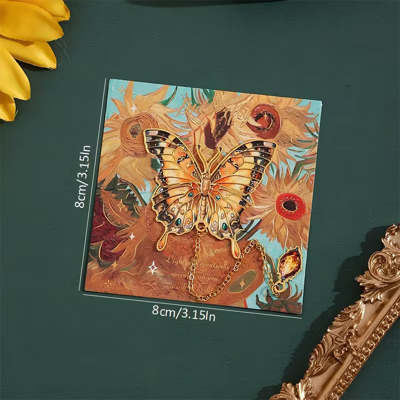 Butterfly Design Gold Bookmark with Chain Pendant