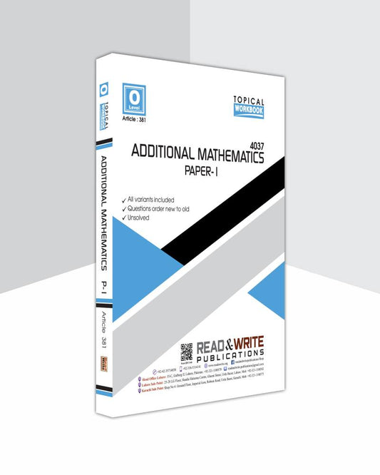 Cambridge Add Mathematics O Level Paper-1 Topical Workbook By Editorial Board (Article No. 381)