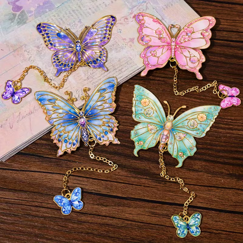 Beautiful Butterfly Design Bookmark with Chain Pendant