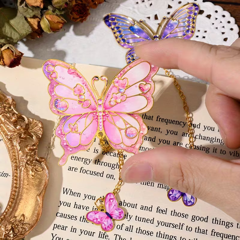 Beautiful Butterfly Design Bookmark with Chain Pendant