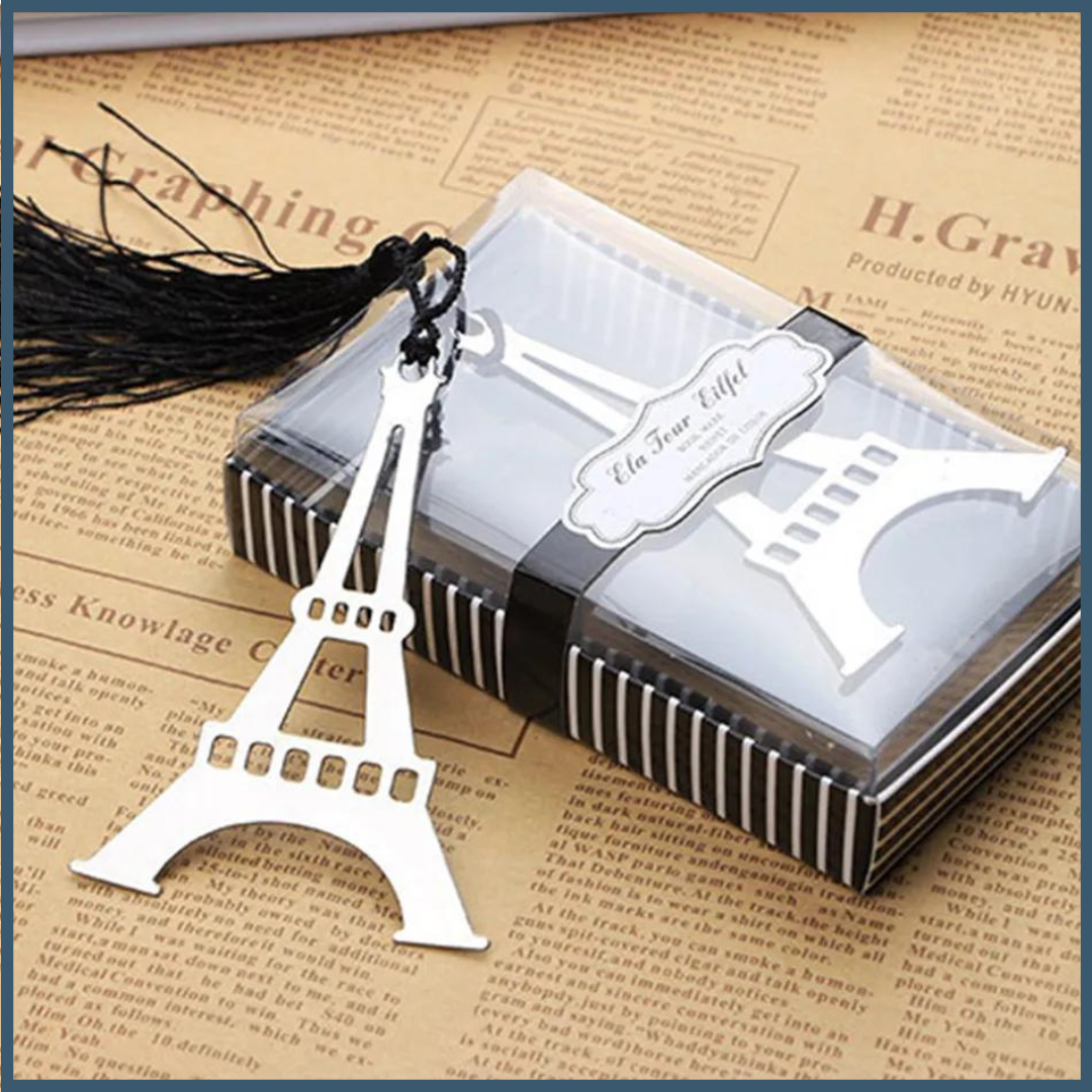 Romantic Eiffel Tower - Tassel Metal Bookmark with Ribbon - Premium Quality