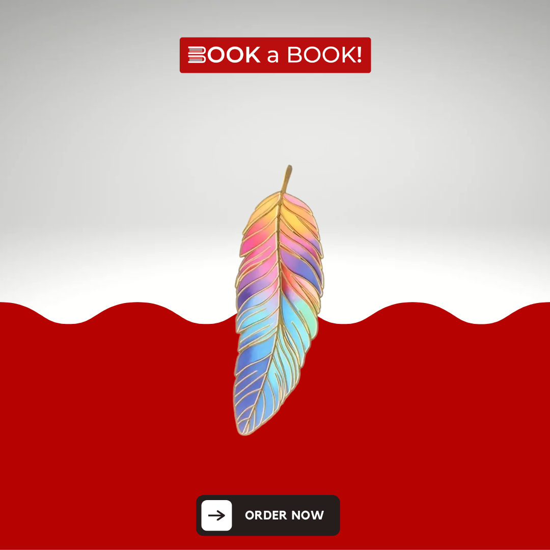 Feather Bronze Metal Bookmark with Chain Pendant