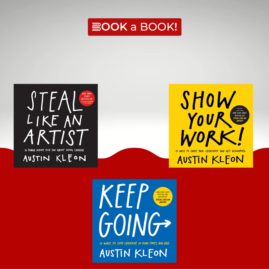 Set of Austin Kleon 3 Books (Show Your Work, Keep Going, Steal Like an Artist)