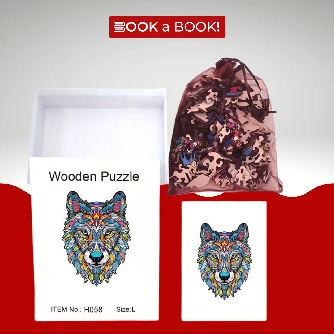 Artistic Wolf Design - Wooden Jigsaw Puzzle (Imported)
