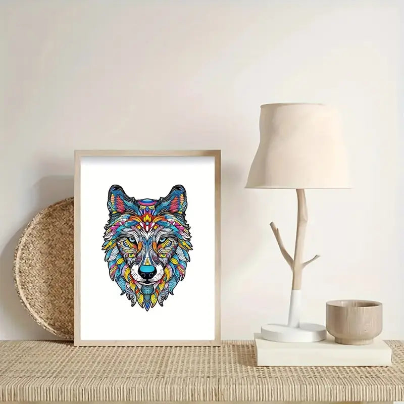 Artistic Wolf Design - Wooden Jigsaw Puzzle (Imported)