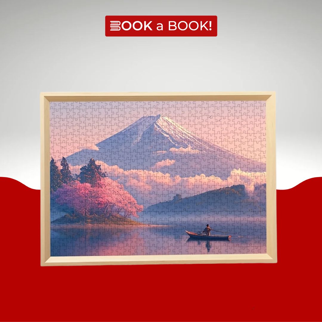 Mountain Lake Scene with Cherry Blossoms & Rowboat (1000 Pieces Jigsaw Puzzle) (Imported)