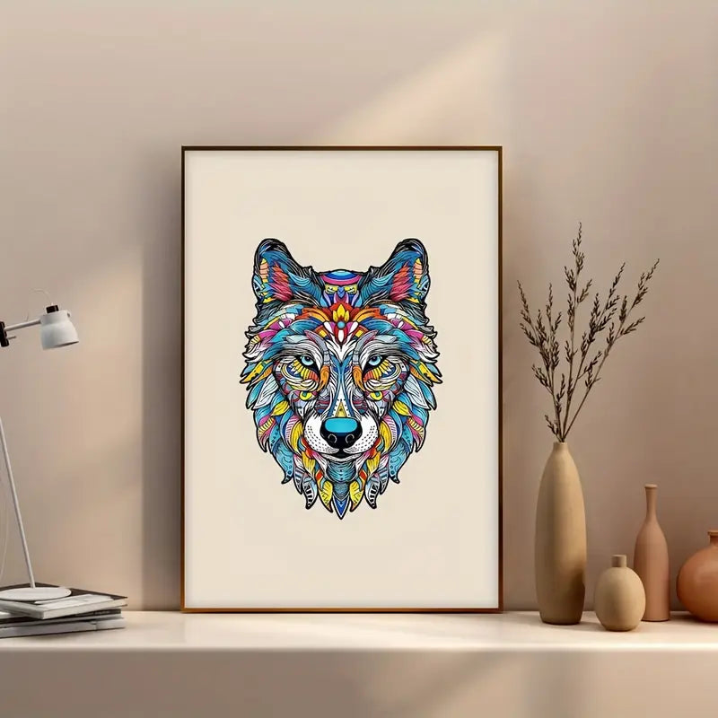 Artistic Wolf Design - Wooden Jigsaw Puzzle (Imported)
