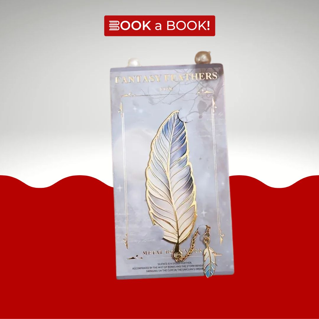 Feather Bronze Metal Bookmark with Chain Pendant