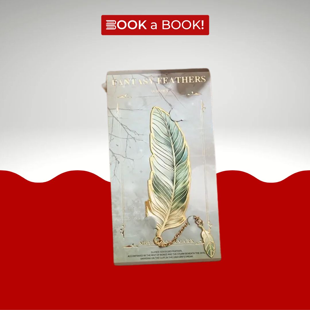 Feather Bronze Metal Bookmark with Chain Pendant