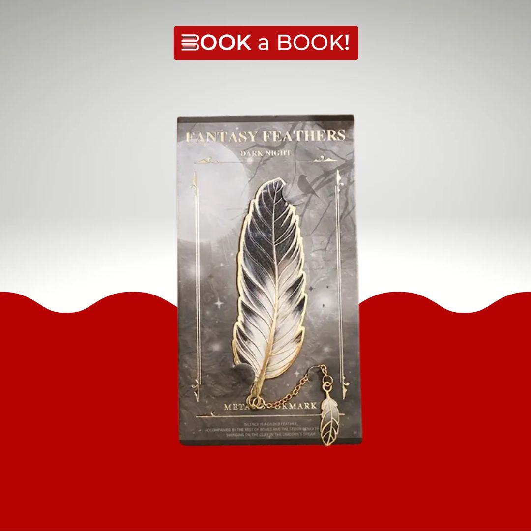 Feather Bronze Metal Bookmark with Chain Pendant