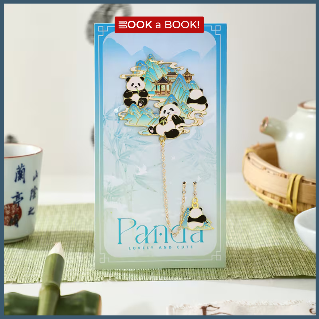 Panda with Flowers Style - Gold Plated Bookmark