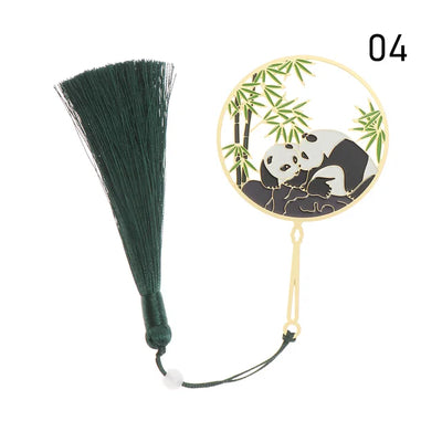 Peacock, Panda, Deer, Leaves Style Gold Plated Bookmark