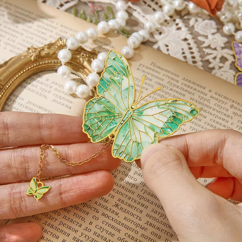 Beautiful Butterfly Design Bookmark with Chain Pendant