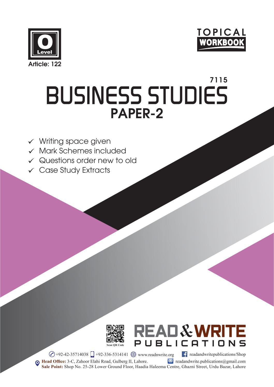 Cambridge Business Studies O-Level Paper-2 Topical Workbook By Editorial Board - Book A Book