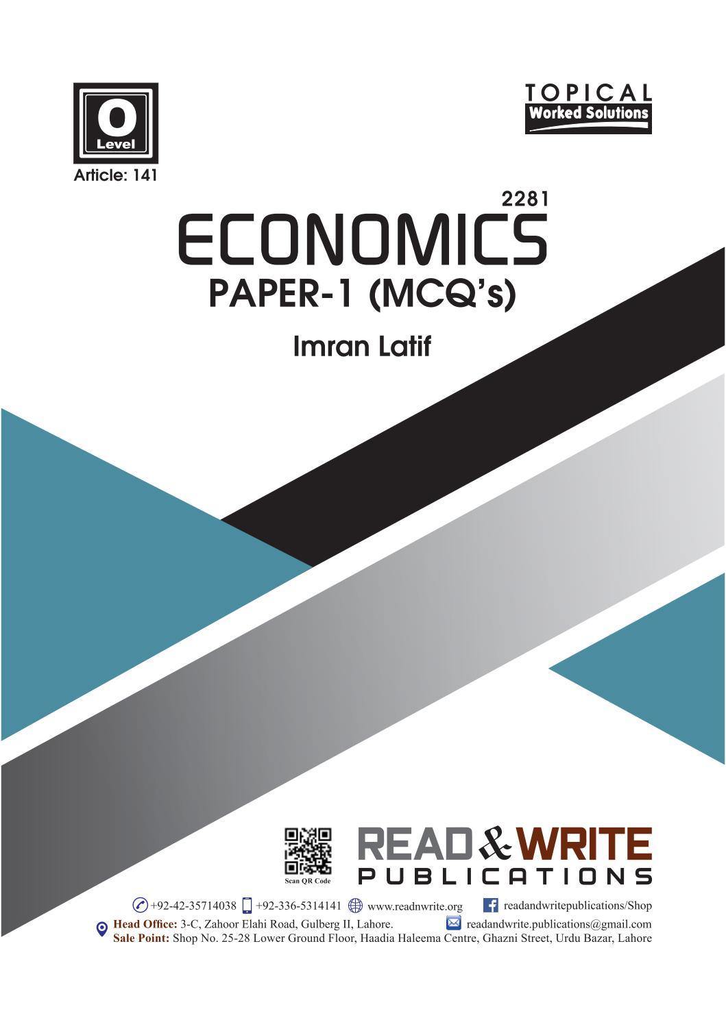 Cambridge Economics O-Level MCQ's Paper-1, Topical Worked Solutions by Imran Latif - Book A Book