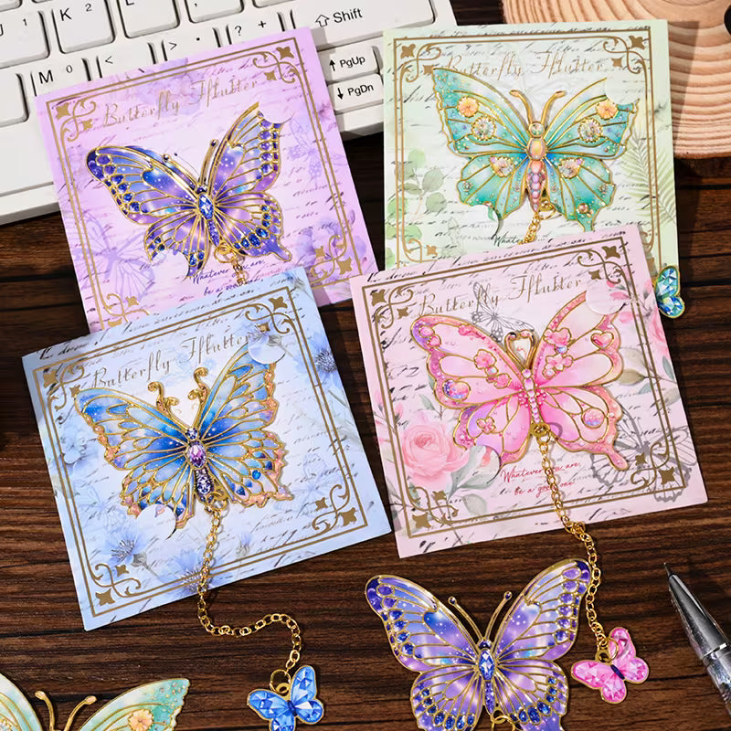 Beautiful Butterfly Design Bookmark with Chain Pendant