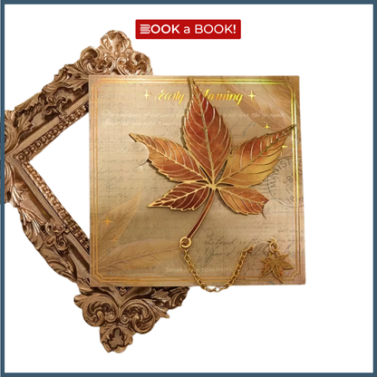 Leaf Gold Metal Bookmark with Chain Pendant