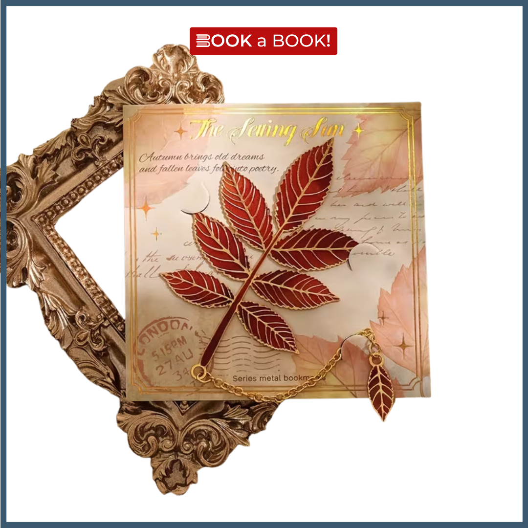 Leaf Gold Metal Bookmark with Chain Pendant