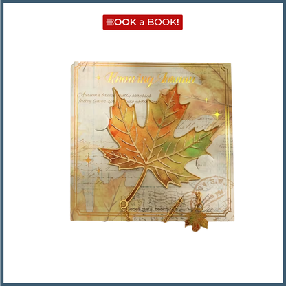 Leaf Gold Metal Bookmark with Chain Pendant