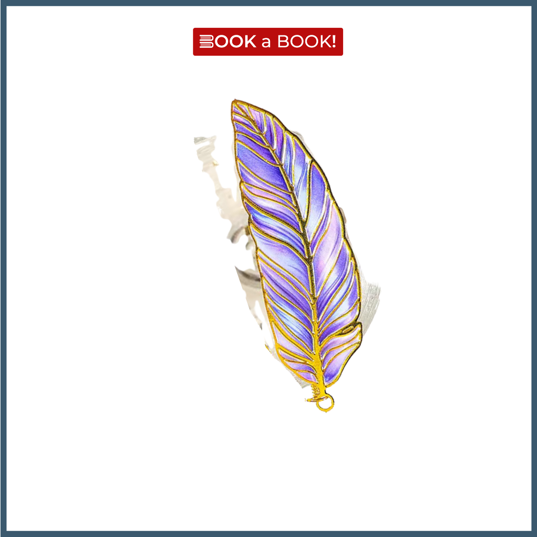 Feather Gold Metal Bookmark with Chain Pendant
