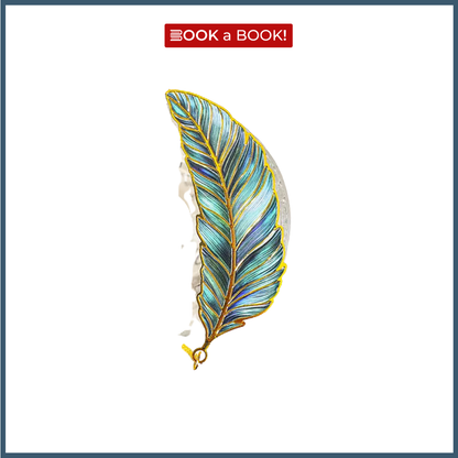 Feather Gold Metal Bookmark with Chain Pendant