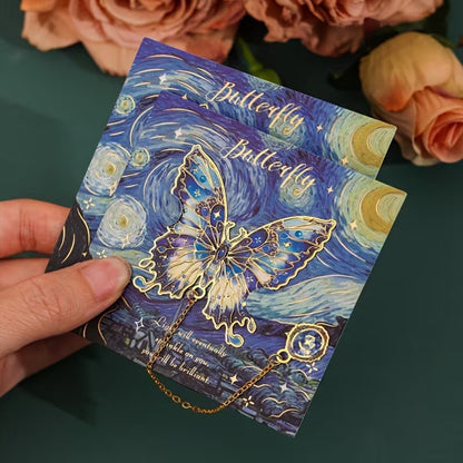 Butterfly Design Gold Bookmark with Chain Pendant