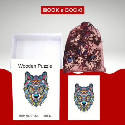 Artistic Wolf Design - Wooden Jigsaw Puzzle (Imported)