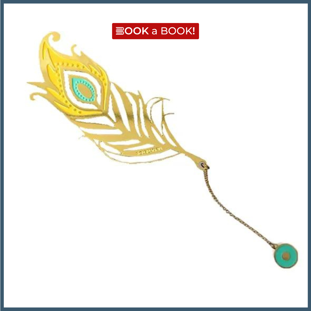 18K Gold Plated Golden Feather Bookmark with Ribbon