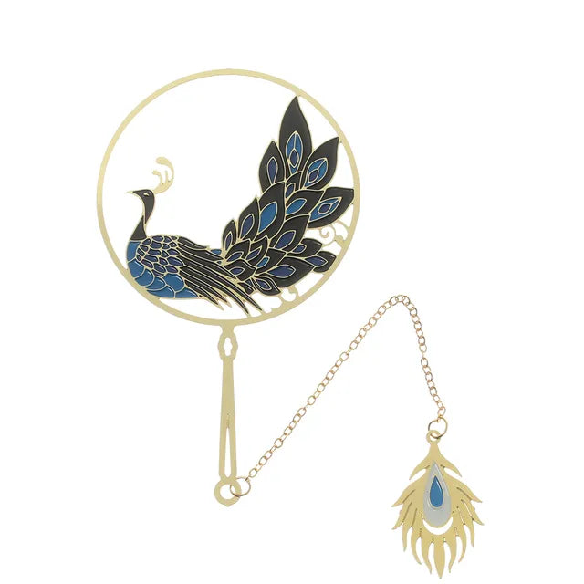 Peacock, Panda, Deer, Leaves Style Gold Plated Bookmark