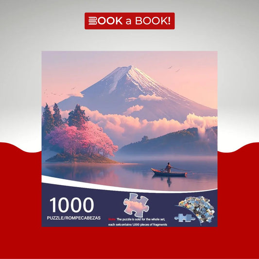 Mountain Lake Scene with Cherry Blossoms & Rowboat (1000 Pieces Jigsaw Puzzle) (Imported)