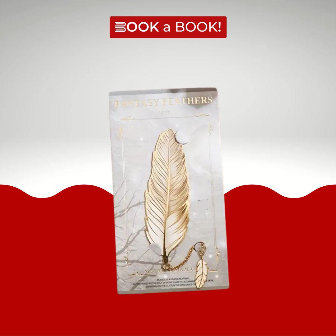 Feather Bronze Metal Bookmark with Chain Pendant