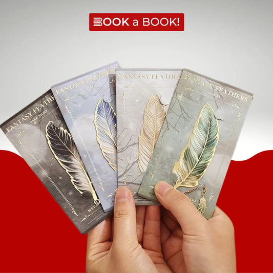Feather Bronze Metal Bookmark with Chain Pendant