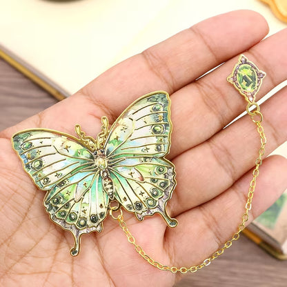 Butterfly Design Gold Bookmark with Chain Pendant