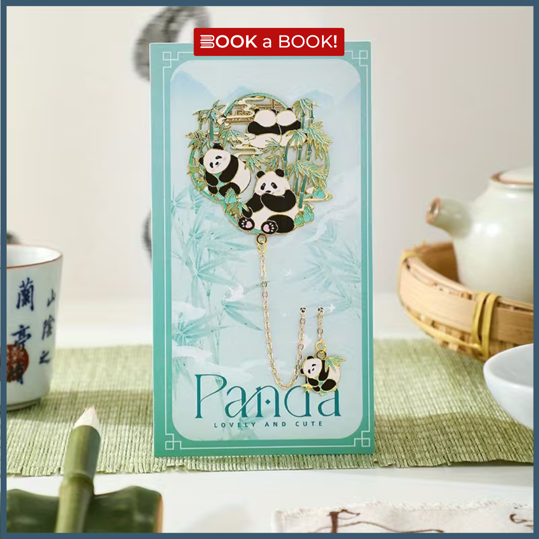 Panda with Flowers Style - Gold Plated Bookmark