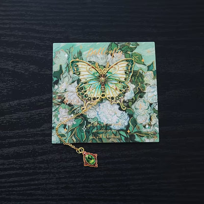 Butterfly Design Gold Bookmark with Chain Pendant