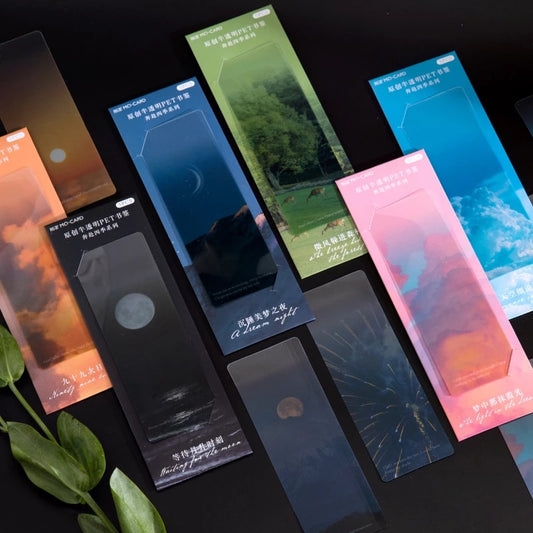 Bookmark, Translucent Bookmark, Bookmark with Forest, Clouds and Sky Designs