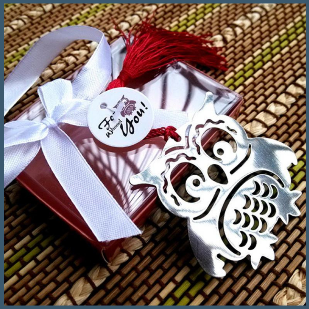 Metal Owl Design Bookmark with Ribbon - Premium Quality