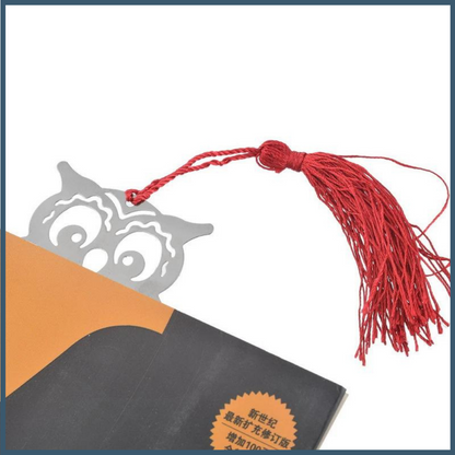 Metal Owl Design Bookmark with Ribbon - Premium Quality