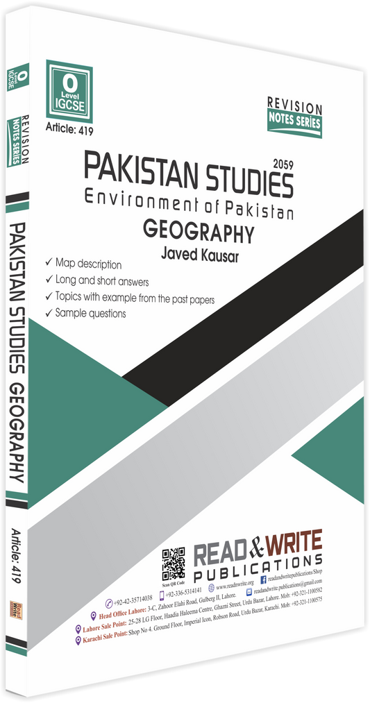 Cambridge Pak Studies O Level Paper 2 Geography Revision Notes Series By Javed Kausar - Book A Book