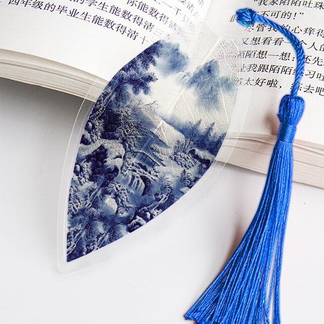 Bookmark Leaf with Beautiful Blue Design